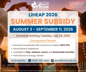 LIHEAP Summer Subsidy 2026 details graphic, including run time, scheduling start day, and guidelines mentioned above.